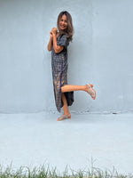 Mala Handworks Callie Petite Kaftan in Gray Tie Dye