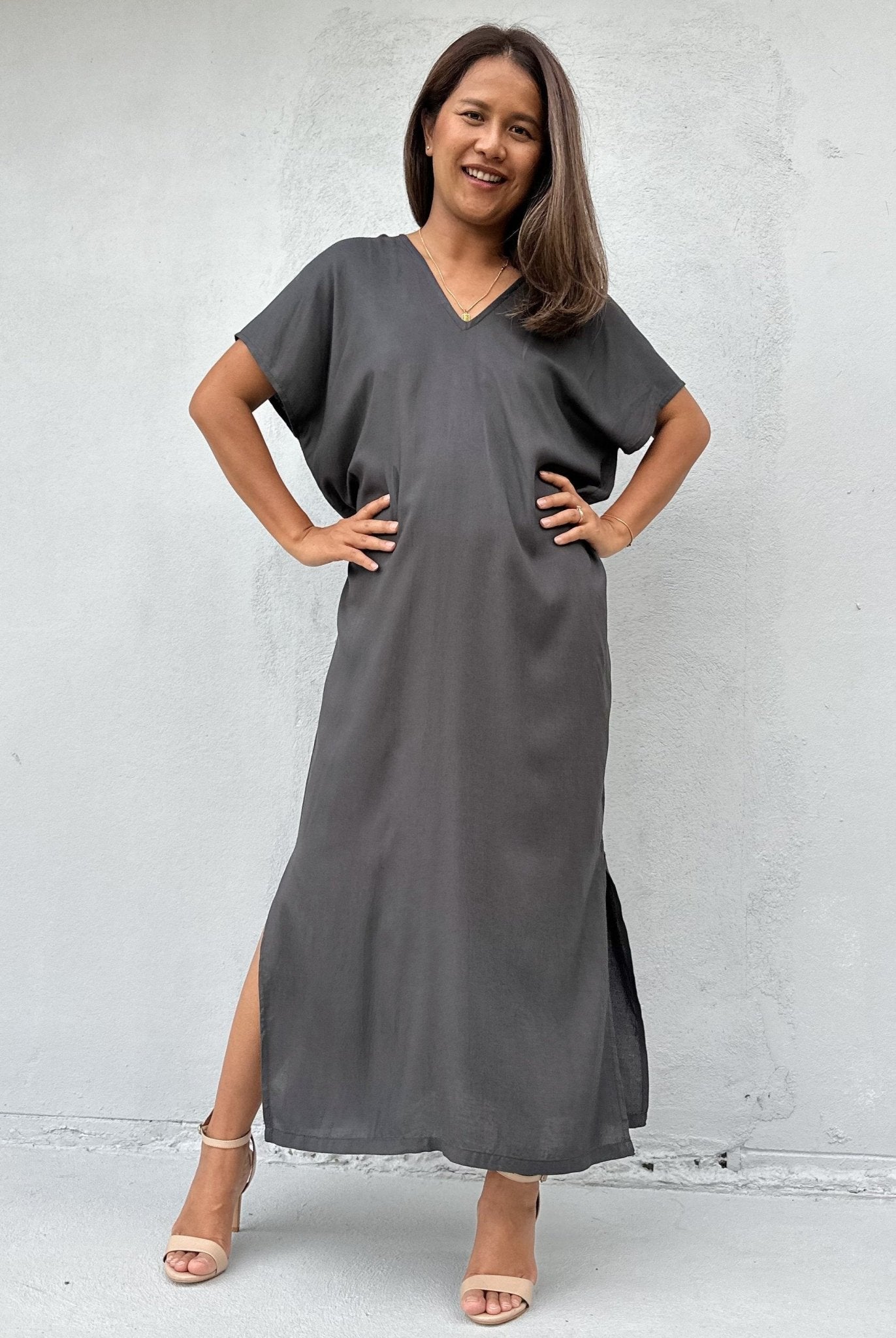 Mala Handworks Callie Petite Kaftan in Gray