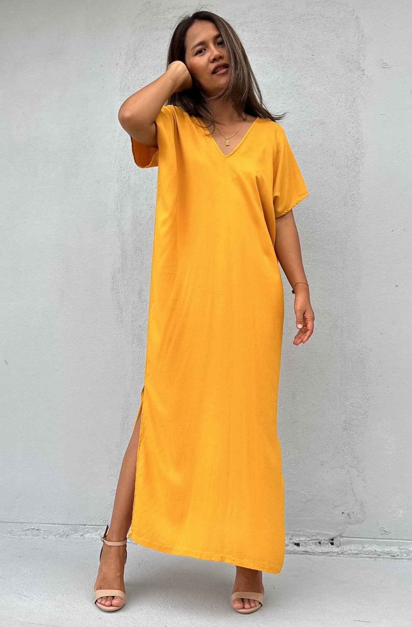 Mala Handworks Callie Petite Kaftan in Mango