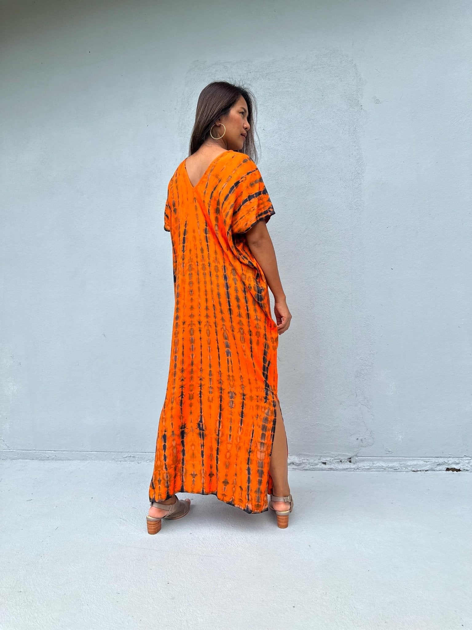 Mala Handworks Callie Petite Kaftan in Orange Tie Dye