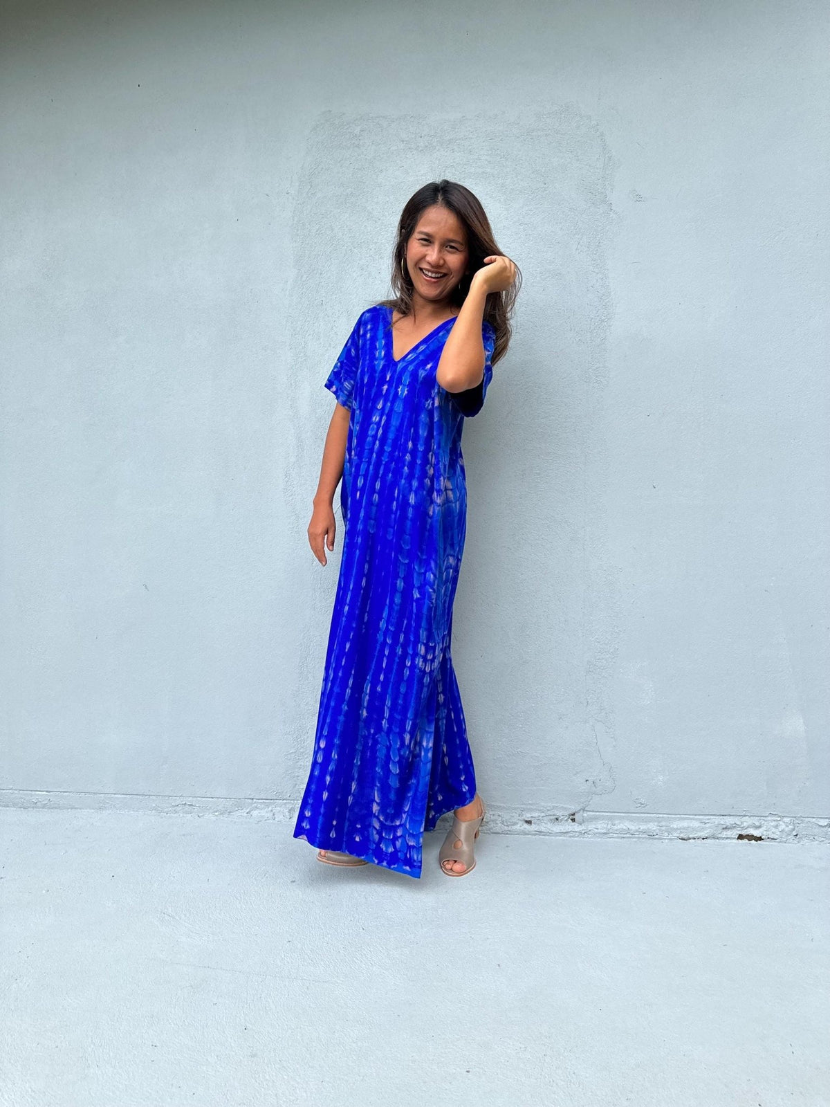 Mala Handworks Callie Petite Kaftan in Sapphire Tie Dye