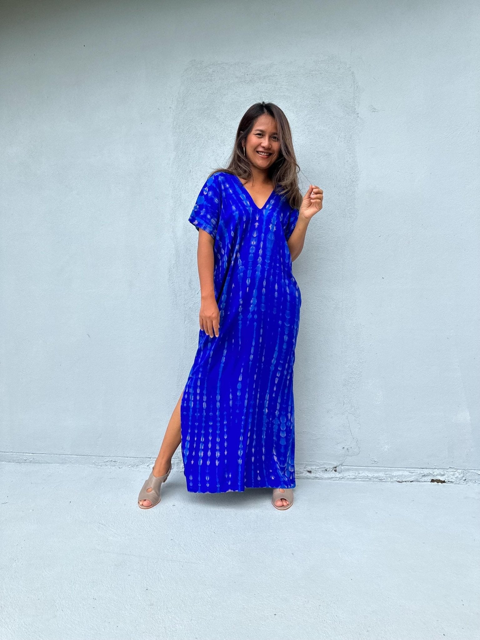 Mala Handworks Callie Petite Kaftan in Sapphire Tie Dye