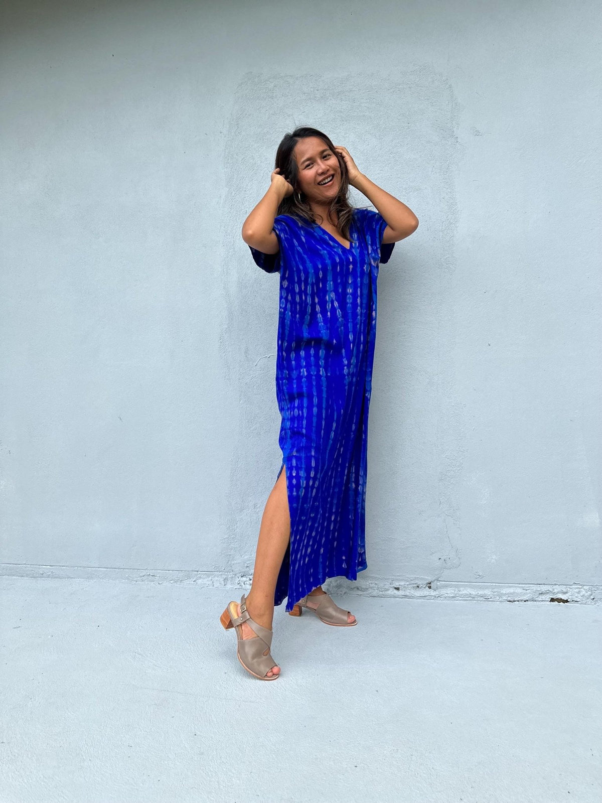 Mala Handworks Callie Petite Kaftan in Sapphire Tie Dye