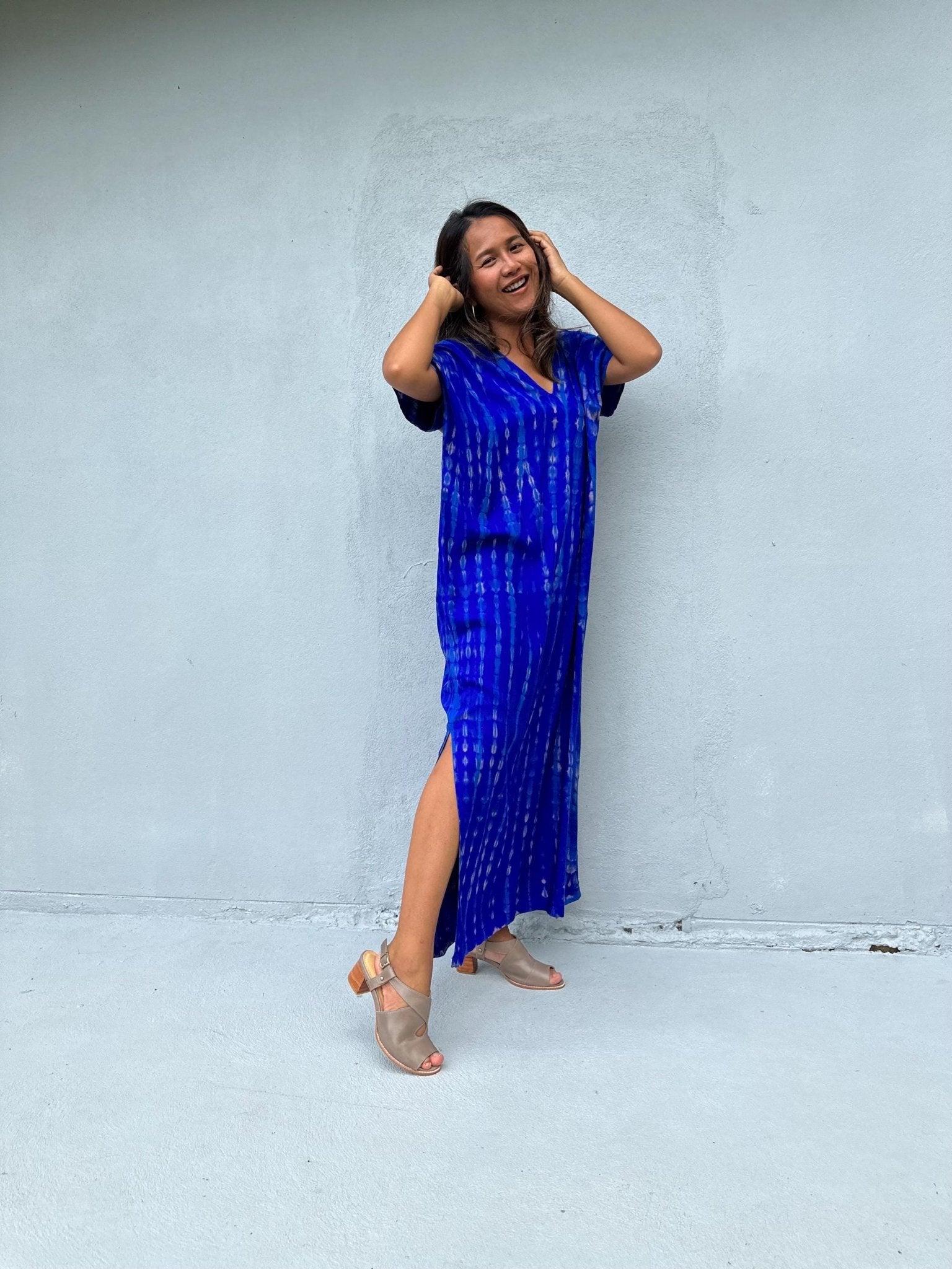 Mala Handworks Callie Petite Kaftan in Sapphire Tie Dye