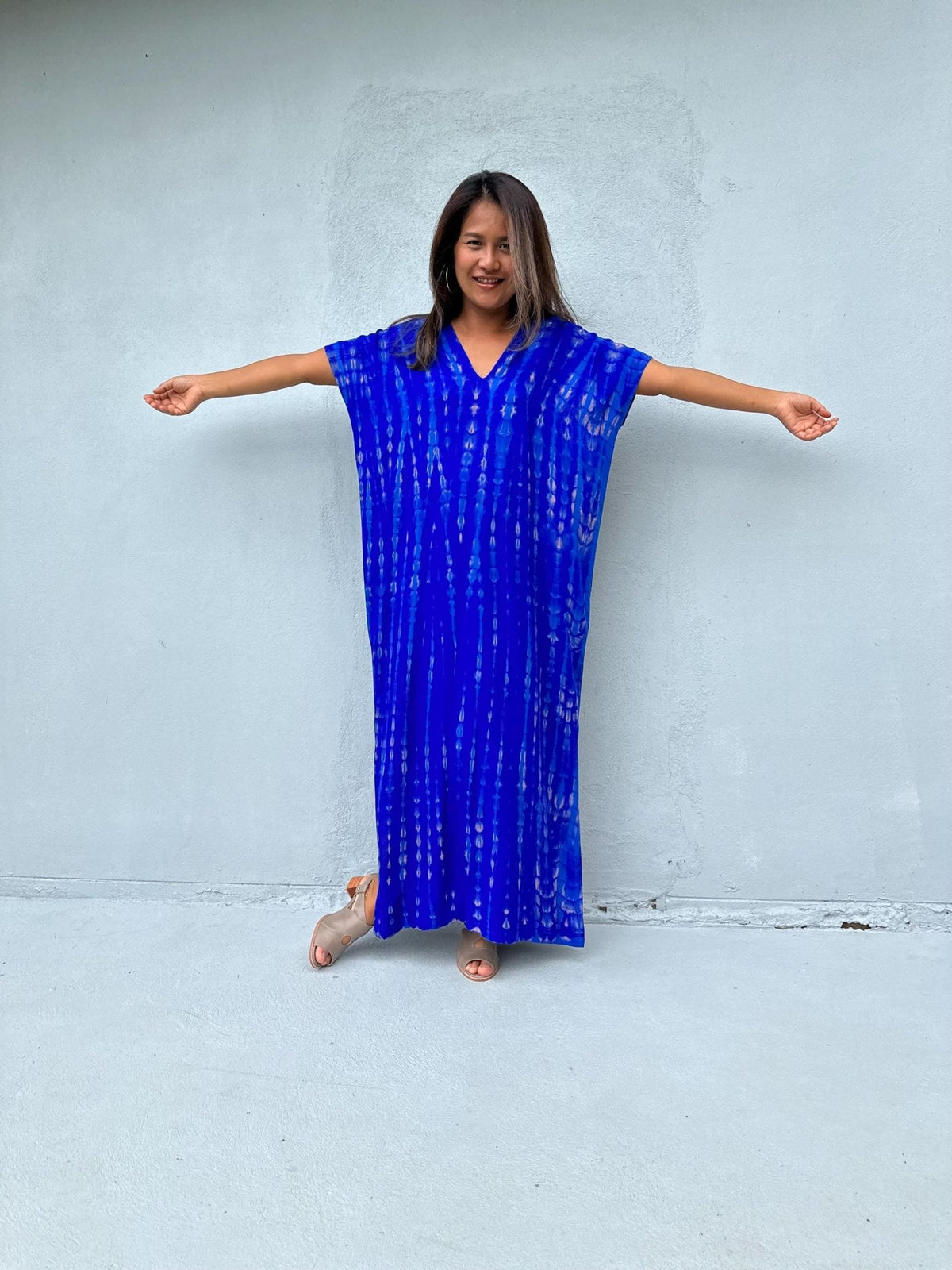 Mala Handworks Callie Petite Kaftan in Sapphire Tie Dye
