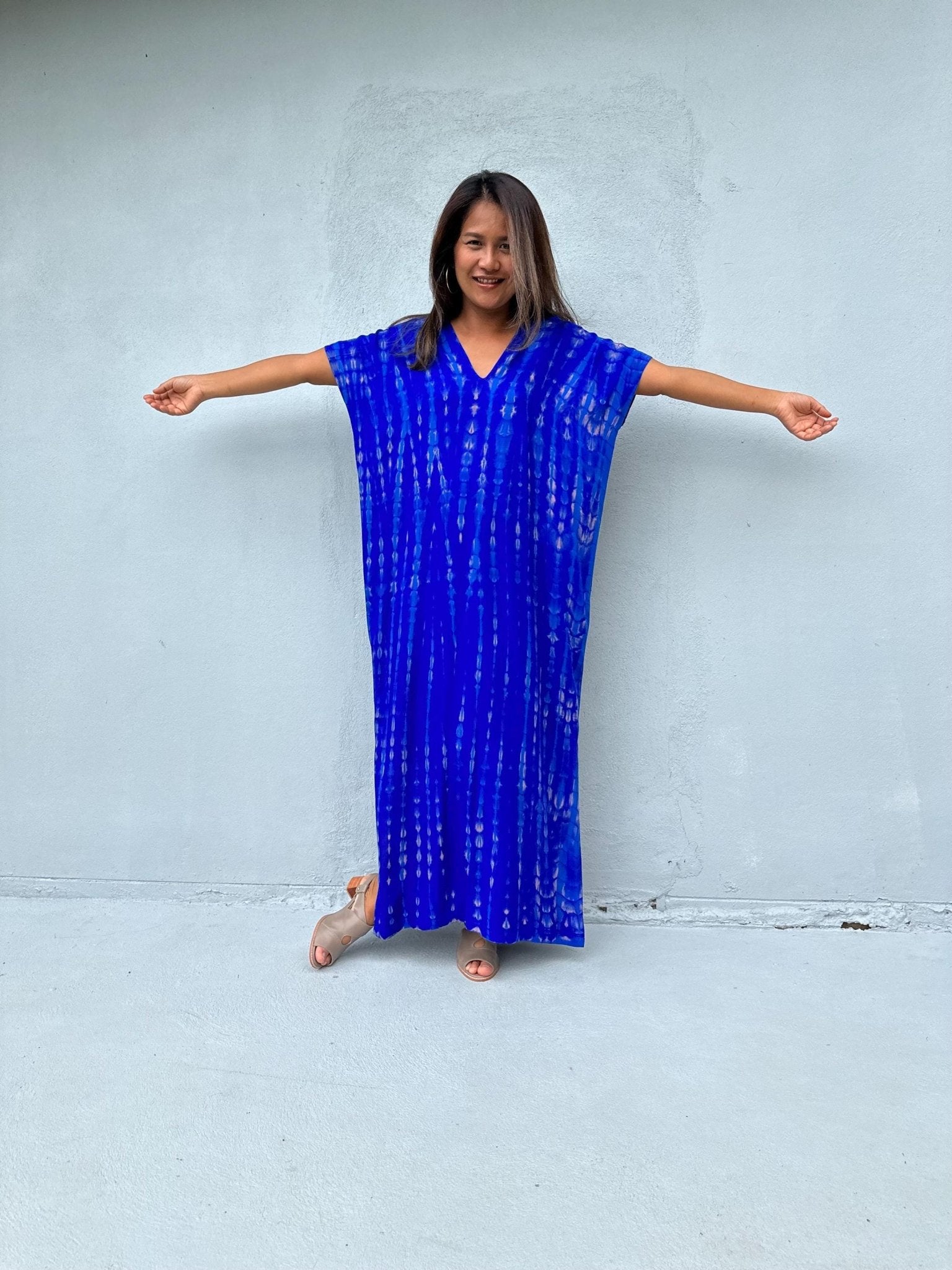 Mala Handworks Callie Petite Kaftan in Sapphire Tie Dye