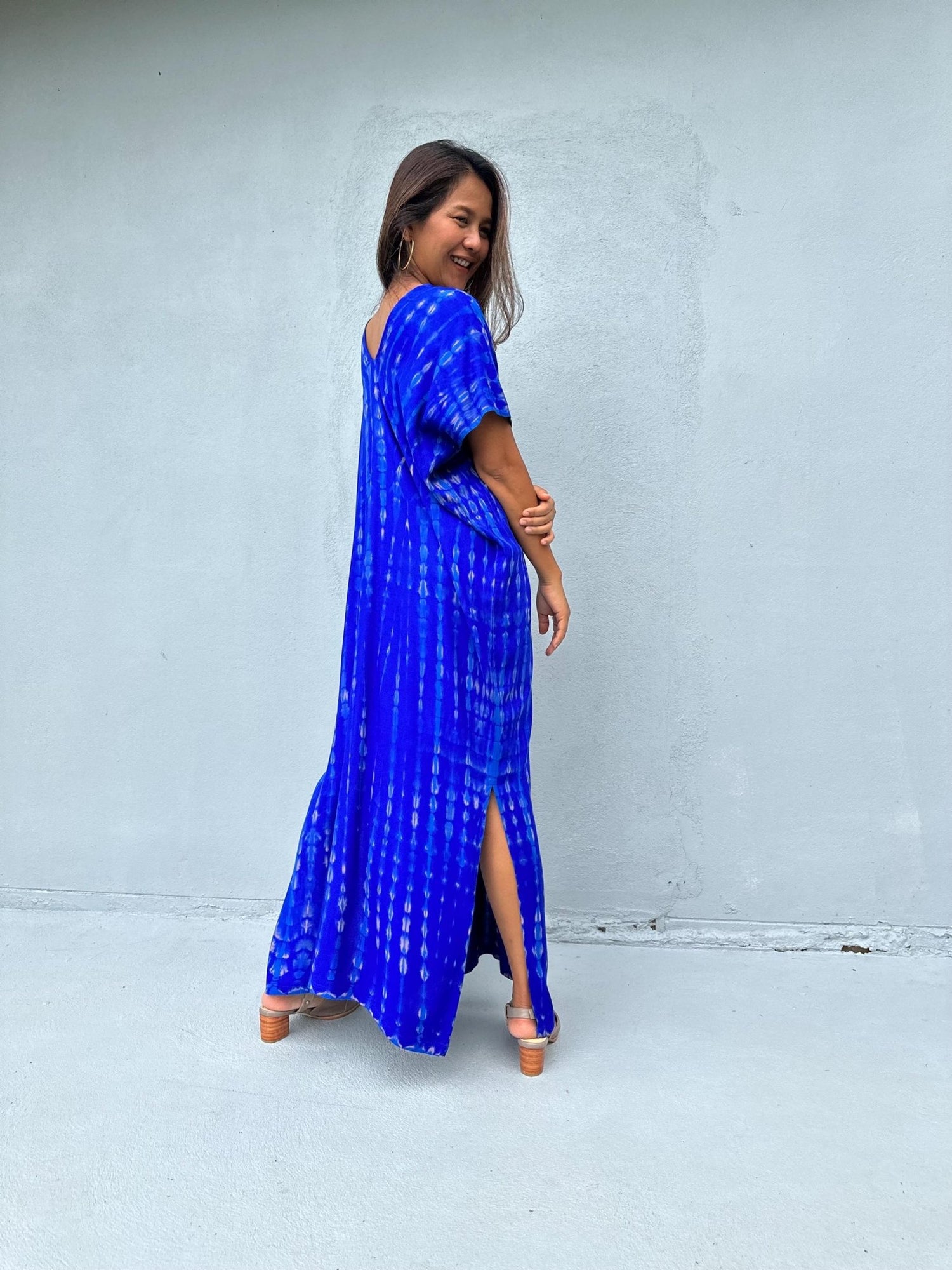 Mala Handworks Callie Petite Kaftan in Sapphire Tie Dye