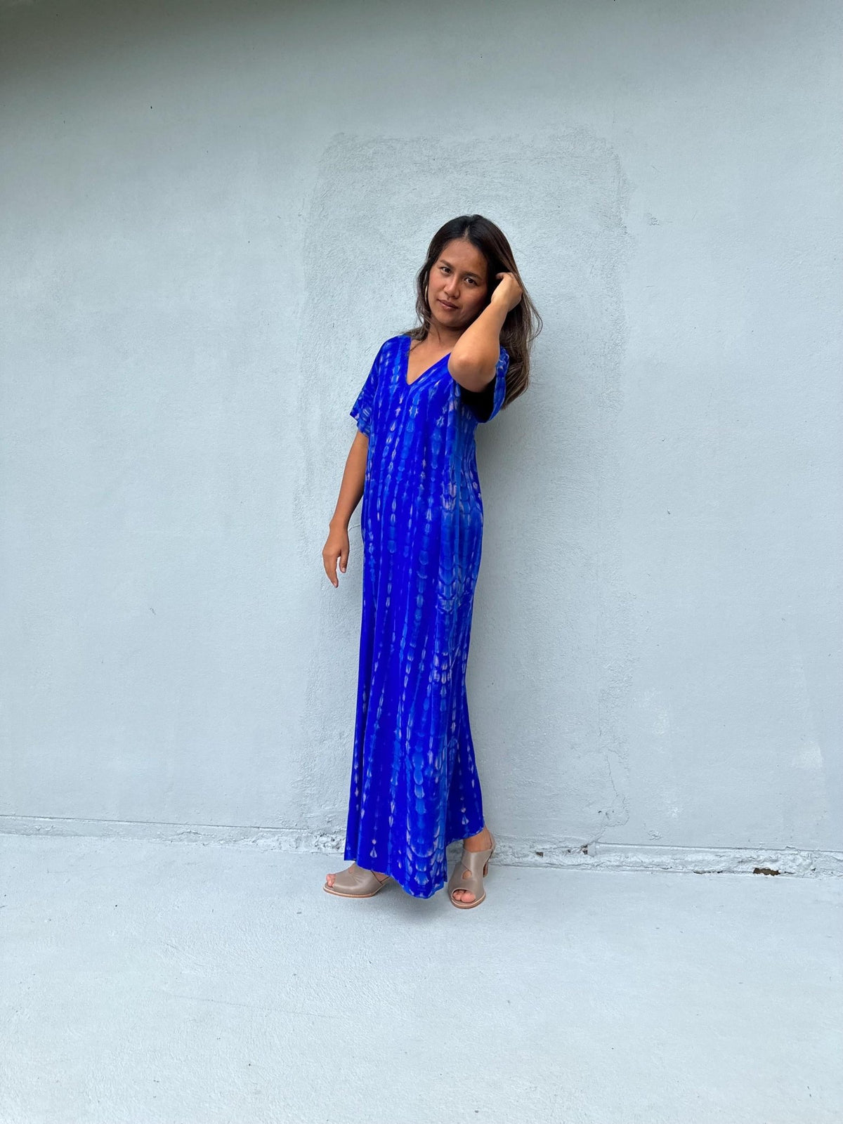 Mala Handworks Callie Petite Kaftan in Sapphire Tie Dye