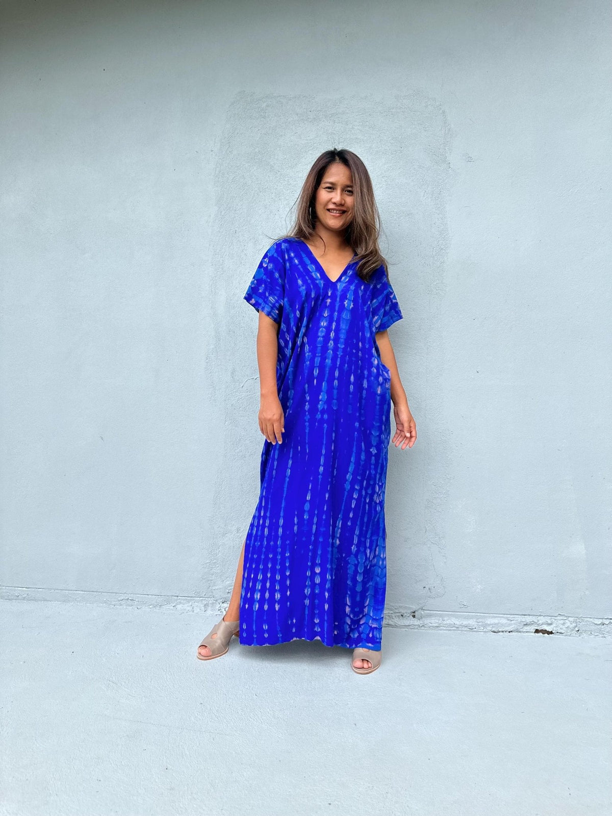Mala Handworks Callie Petite Kaftan in Sapphire Tie Dye