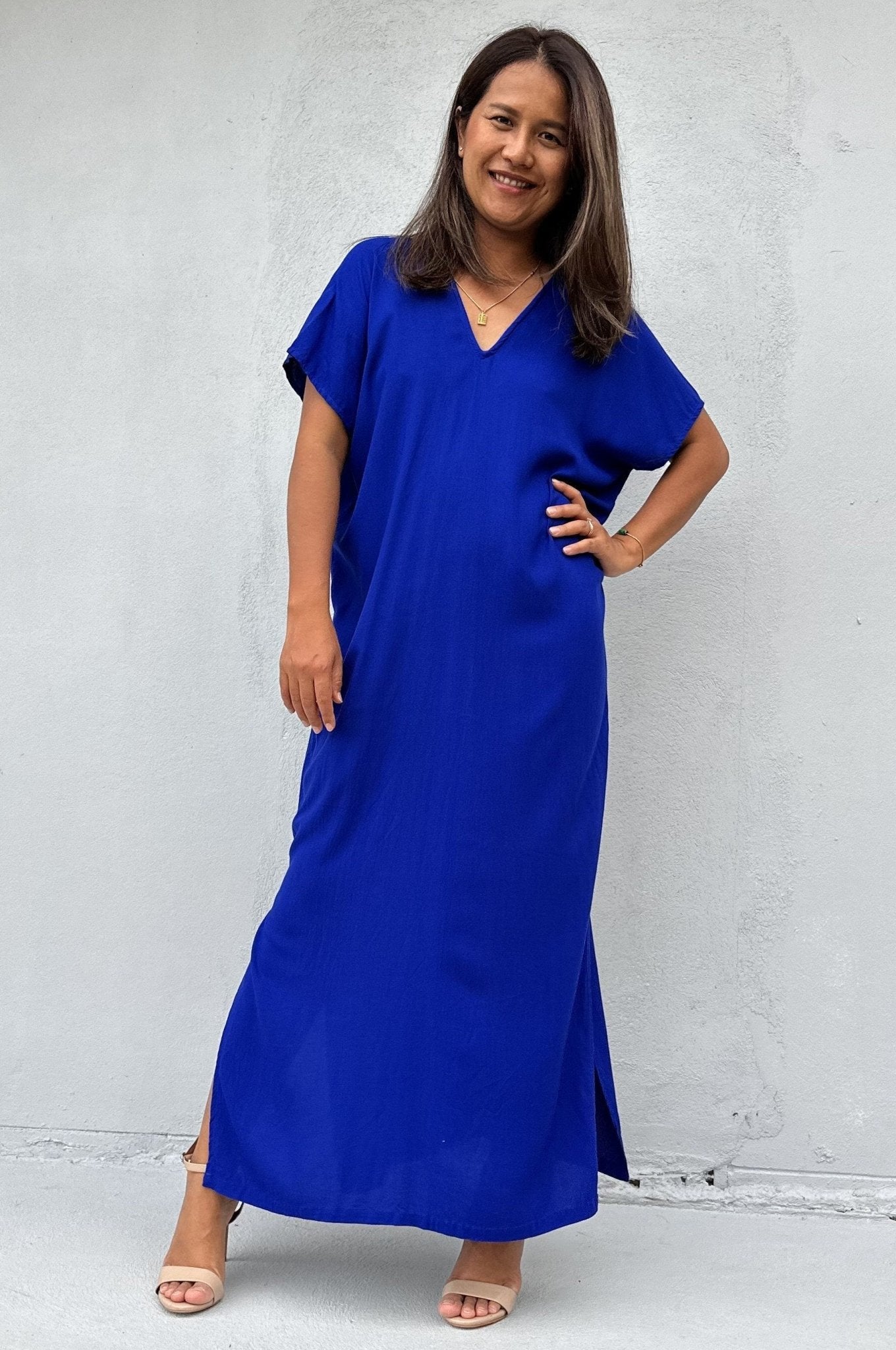 Mala Handworks Callie Petite Kaftan in Sapphire