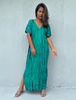 Mala Handworks Callie Petite Kaftan in Turquoise and Blue Tie Dye