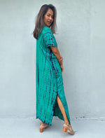 Mala Handworks Callie Petite Kaftan in Turquoise and Blue Tie Dye