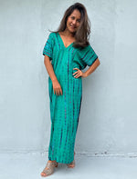 Mala Handworks Callie Petite Kaftan in Turquoise and Blue Tie Dye