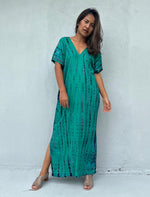 Mala Handworks Callie Petite Kaftan in Turquoise and Blue Tie Dye