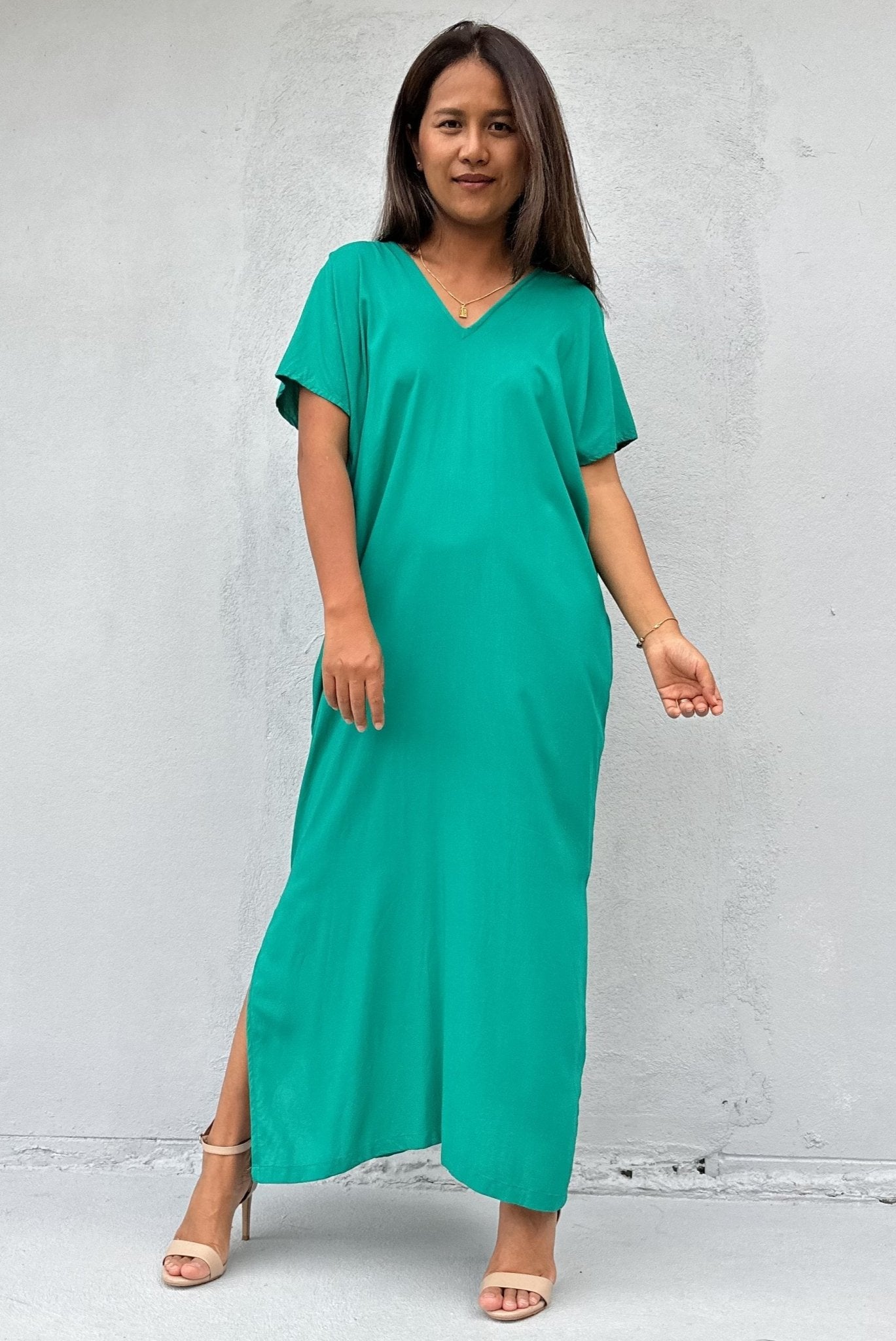 Mala Handworks Callie Petite Kaftan in Turquoise