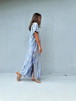 Mala Handworks Callie Petite Kaftan in White and Blue Tie Dye