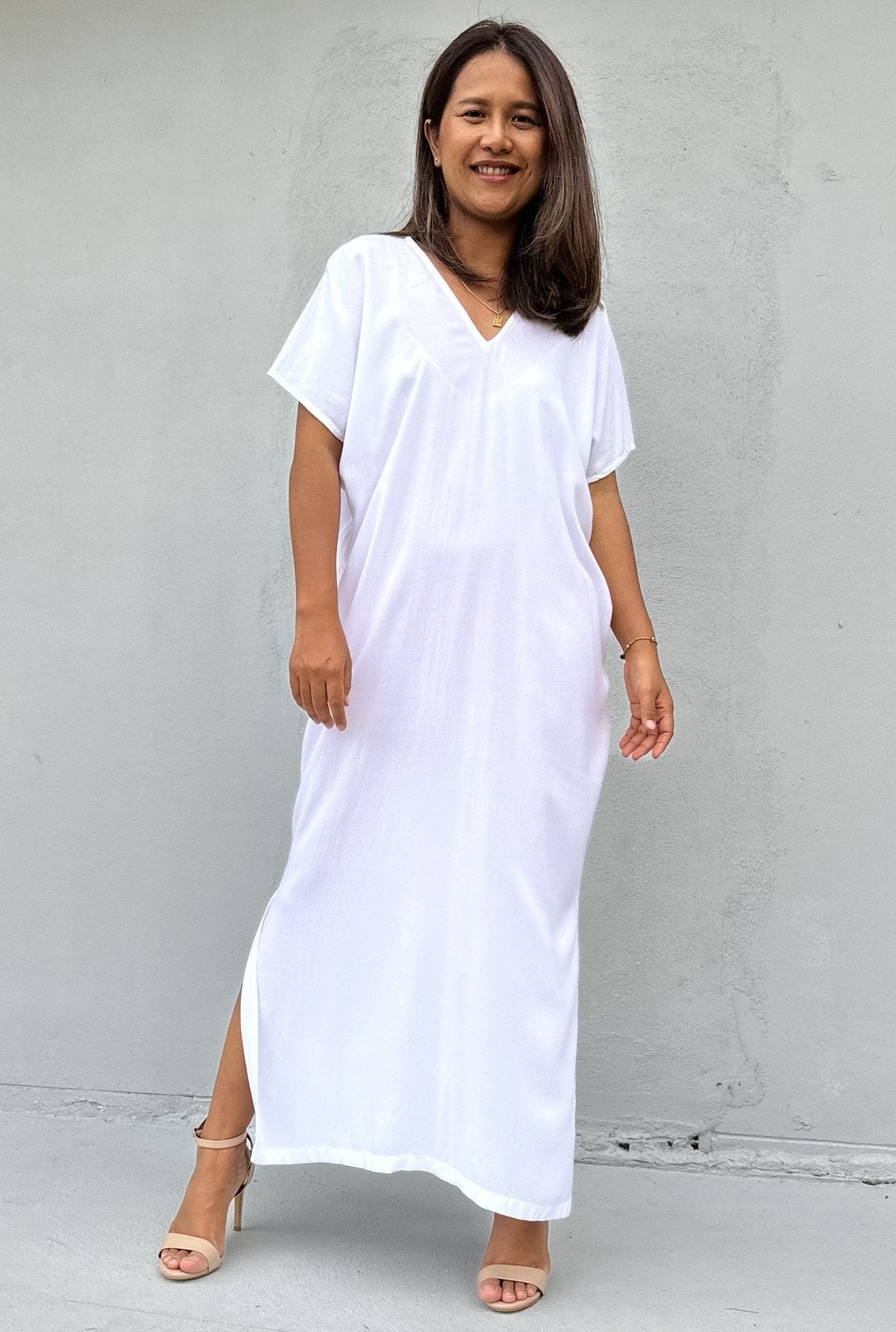 Mala Handworks Callie Petite Kaftan in White