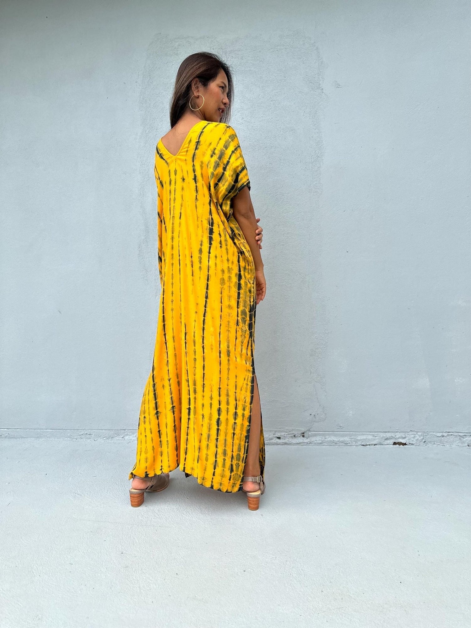 Mala Handworks Callie Petite Kaftan in Yellow Tie Dye