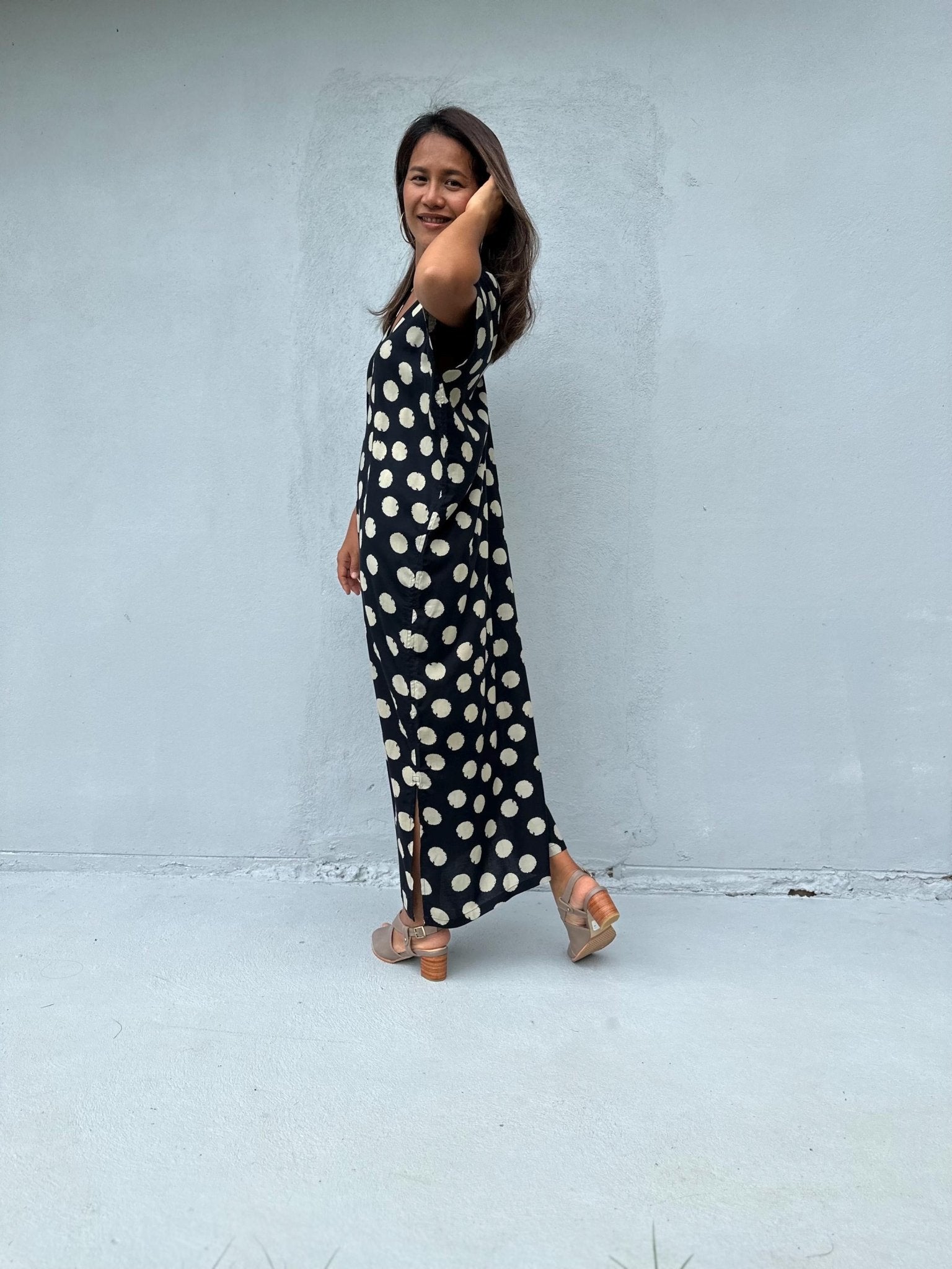 Mala Handworks Callie Petite Kaftan with Polka Dots