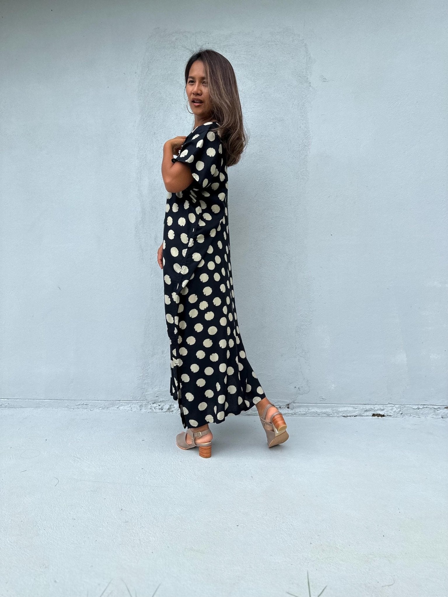 Mala Handworks Callie Petite Kaftan with Polka Dots