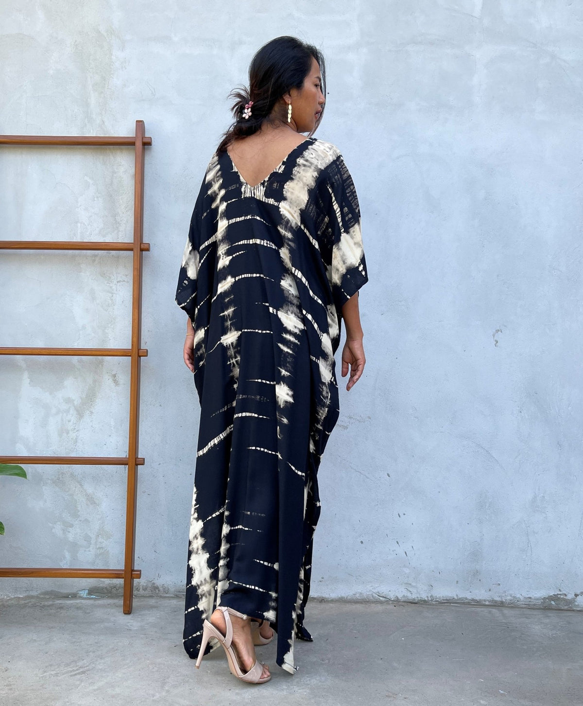 MALA handworks Camila Kaftan in Black and off White Tie Dye