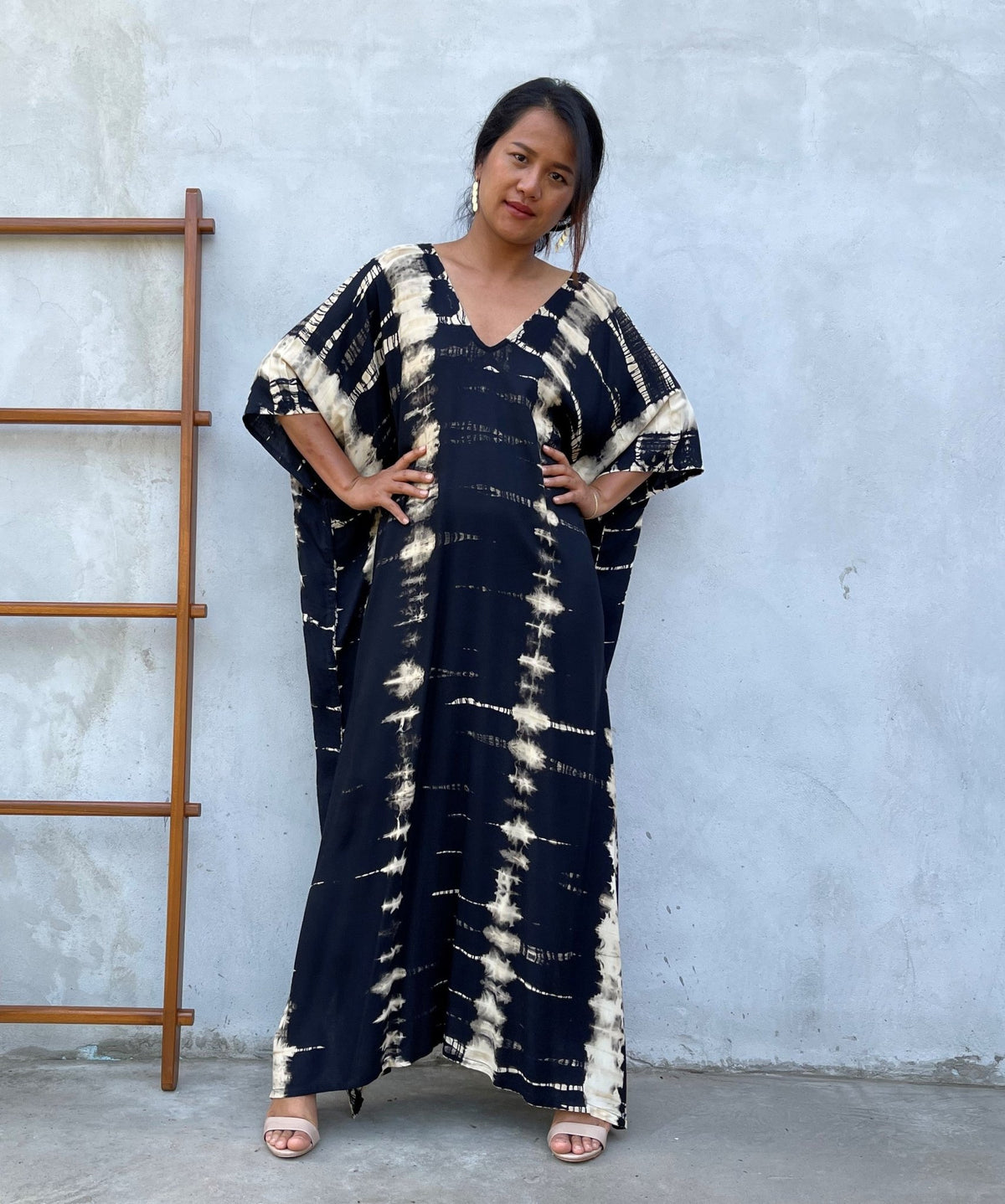 MALA handworks Camila Kaftan in Black and off White Tie Dye