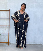 MALA handworks Camila Kaftan in Black and off White Tie Dye