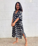 MALA handworks  Camila Kaftan in Black and Silkscreen Eye Pattern