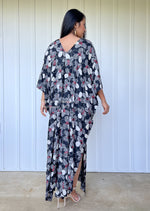 MALA handworks  Camila Kaftan in Black and Silkscreen Floral Pattern