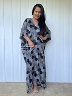 MALA handworks  Camila Kaftan in Black and Silkscreen Geometric Pattern
