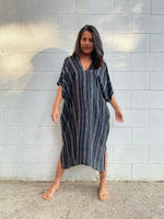 MALA handworks Camila Kaftan in Black and Silkscreen Pattern