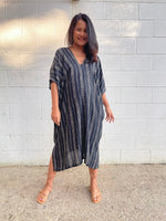 MALA handworks Camila Kaftan in Black and Silkscreen Pattern