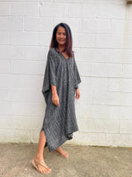 MALA handworks Camila Kaftan in Black and Silkscreen Stripes