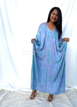 MALA handworks  Camila Kaftan in Blue and Aquamarine Tie Dye