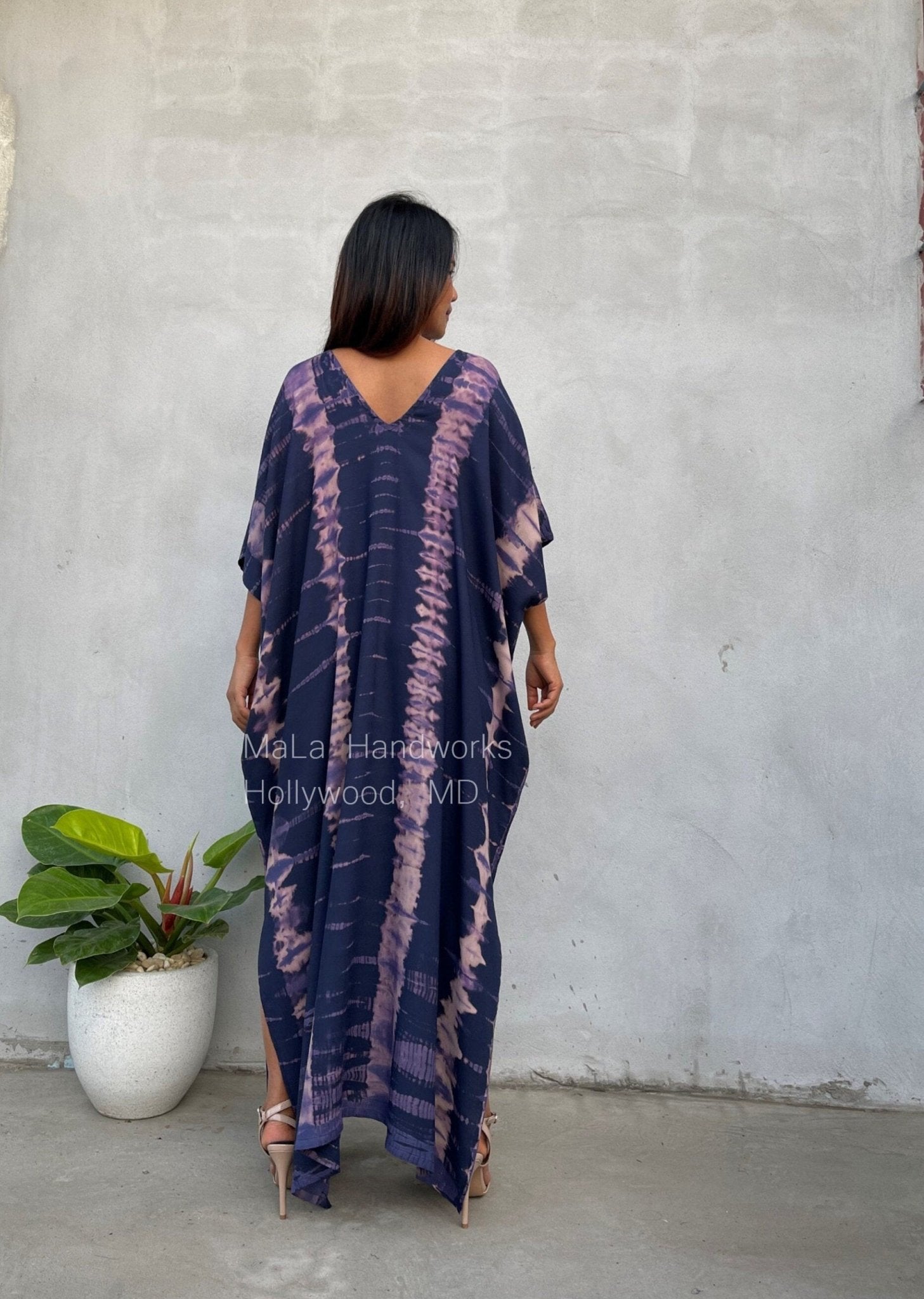 MALA handworks  Camila Kaftan in Blue and Purple Tie Dye