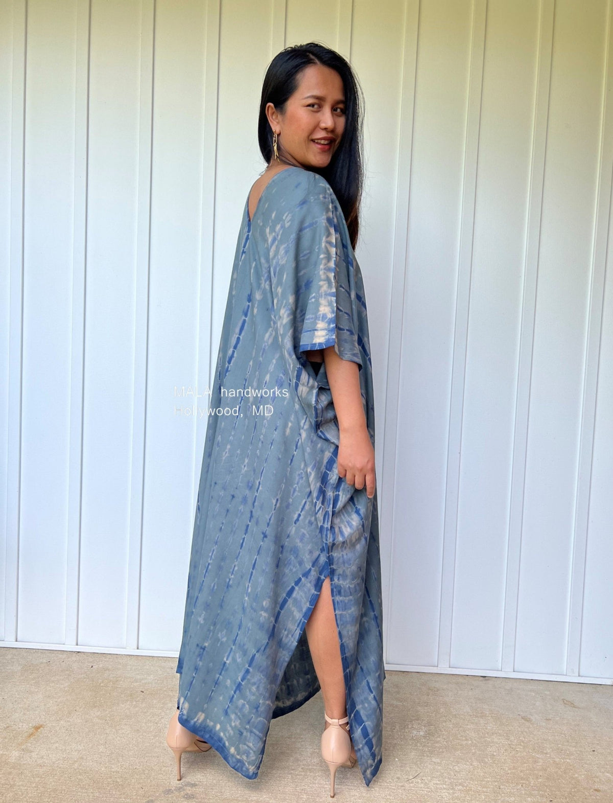 MALA handworks  Camila Kaftan in Blue Gray Tie Dye