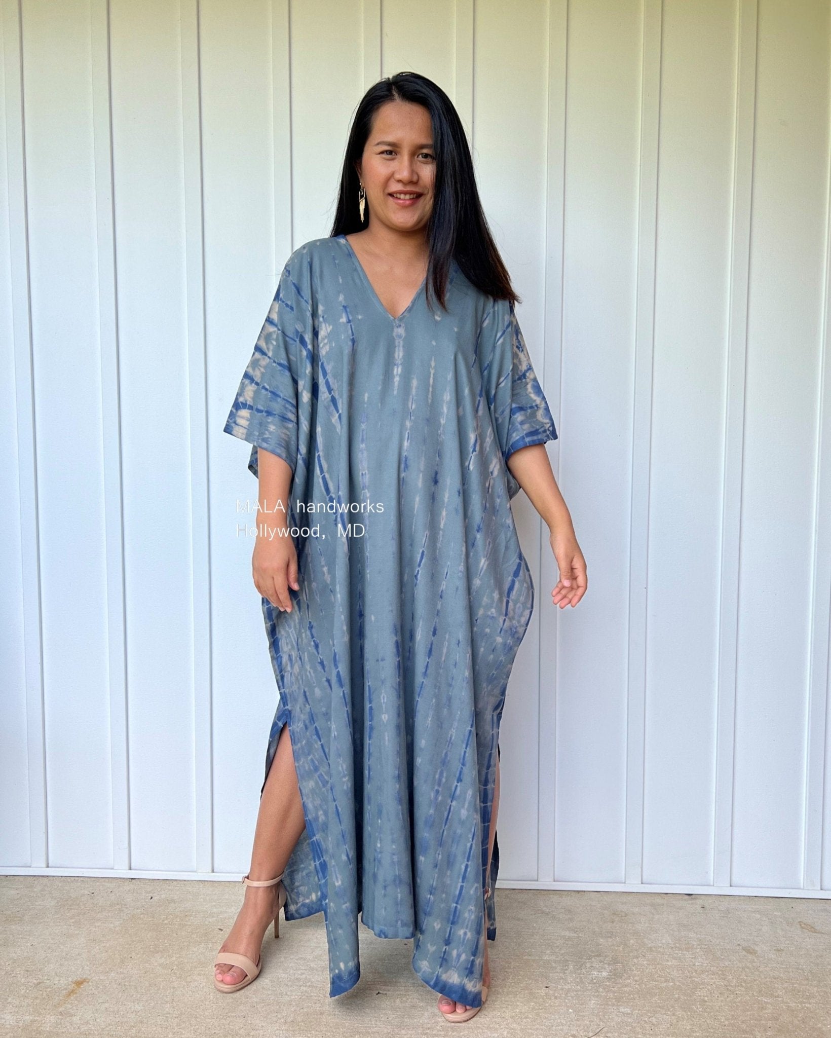 MALA handworks  Camila Kaftan in Blue Gray Tie Dye