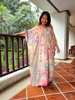 Camila Kaftan in Gray and Rainbow Tie Dye - Mala Handworks