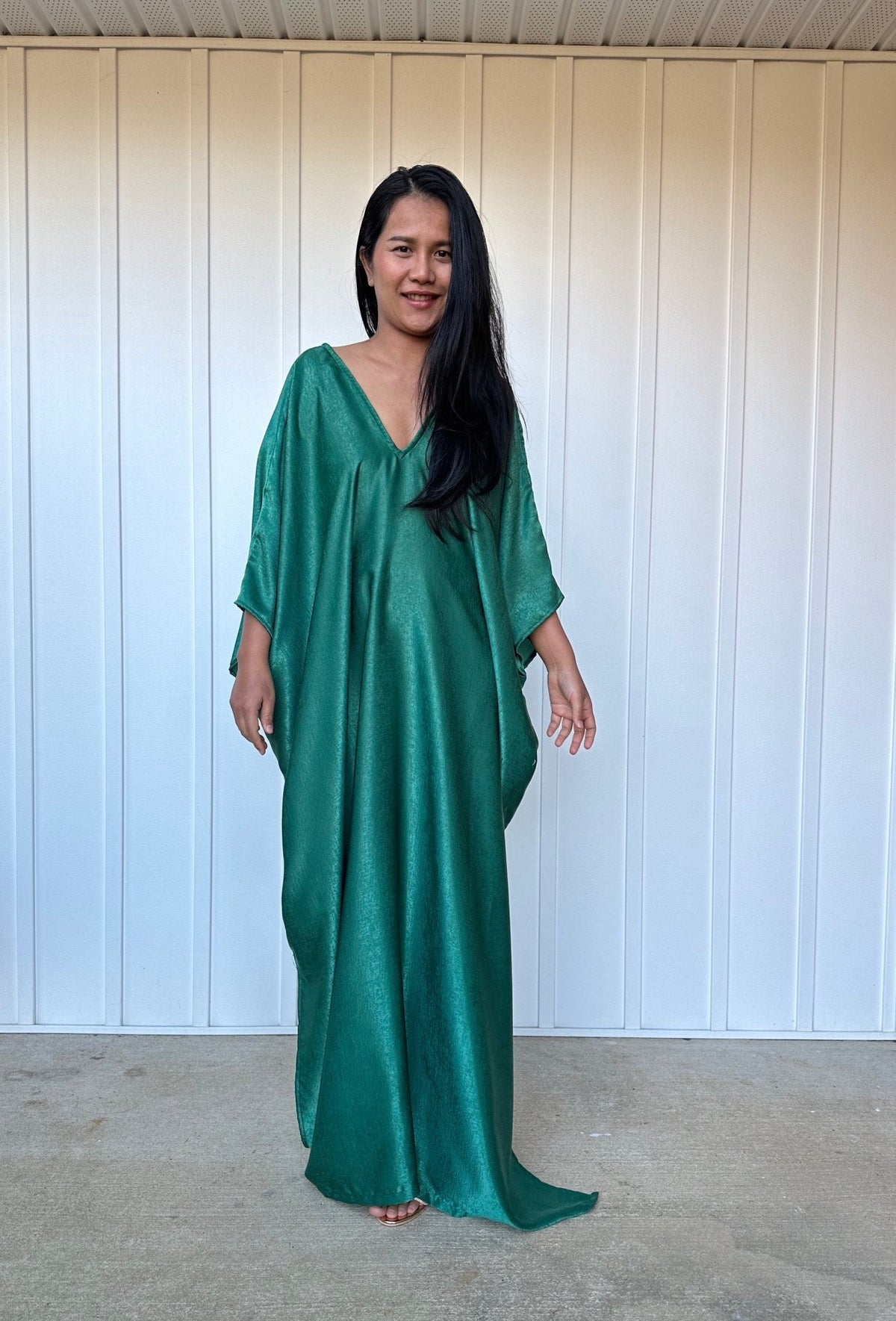 MALA handworks  Camila Kaftan in Green Satin
