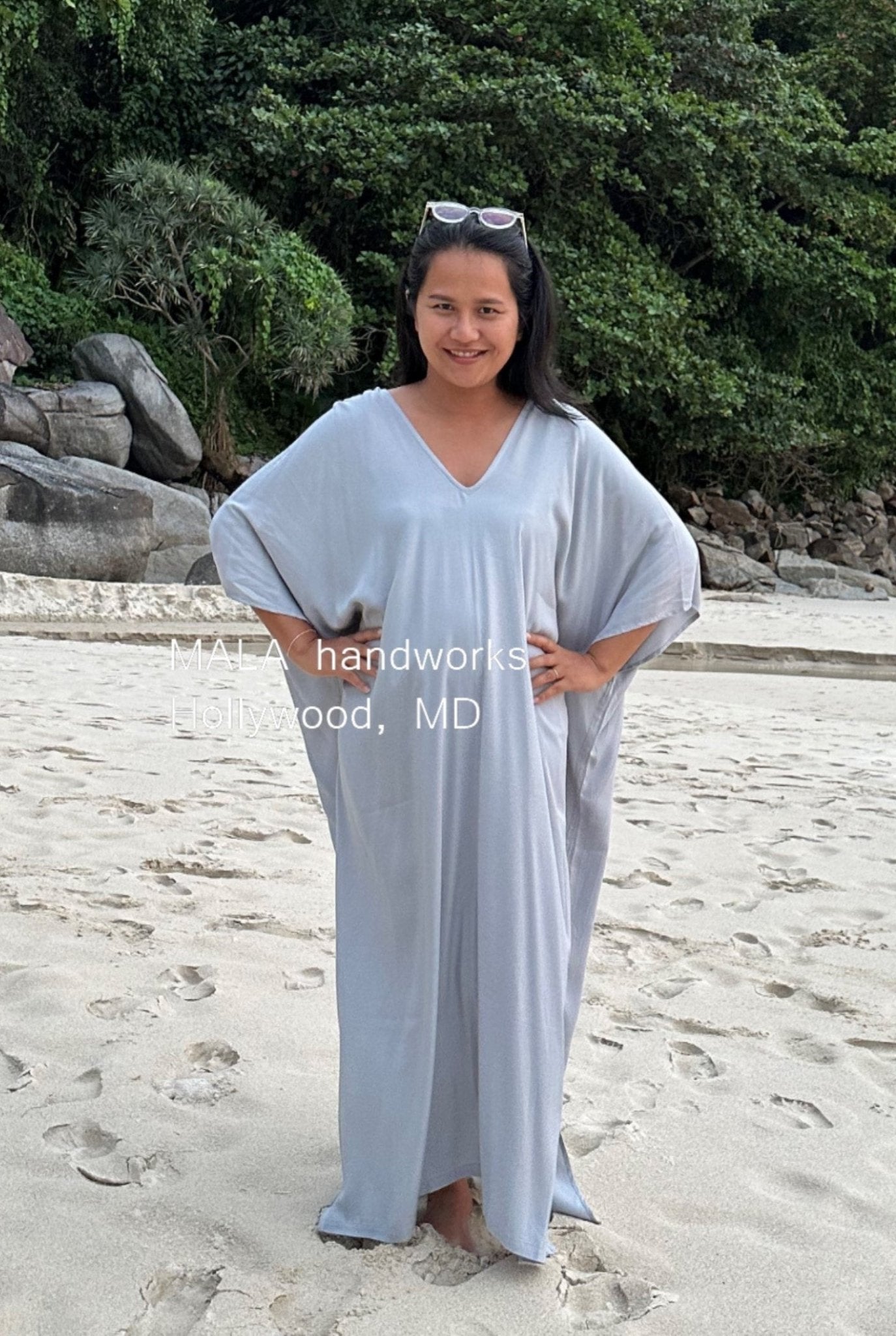 MALA handworks  Camila Kaftan in Light Gray