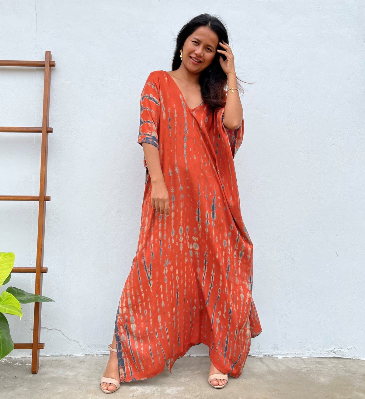 MALA handworks Camila Kaftan in Orange and Black Tie Dye