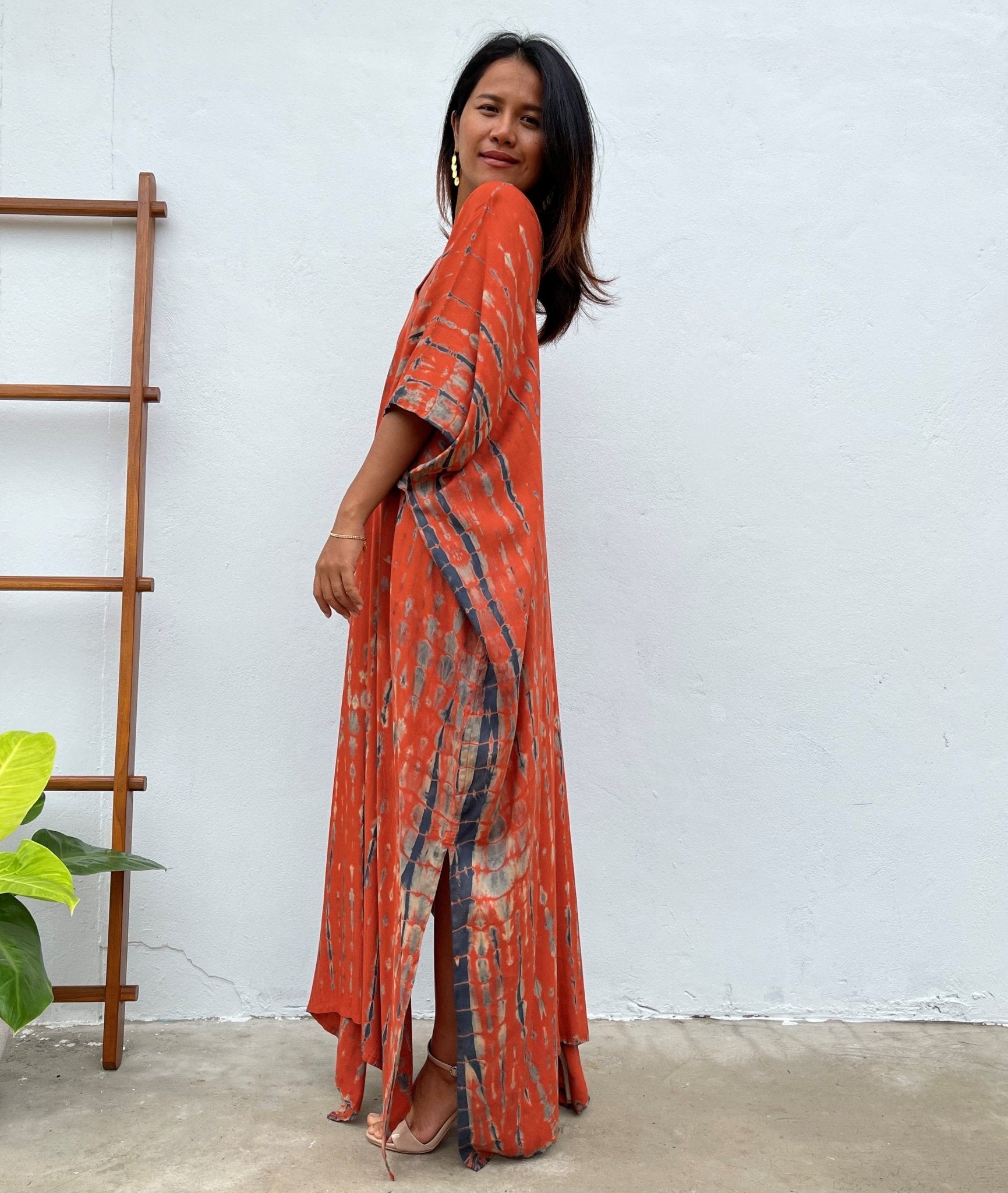 MALA handworks Camila Kaftan in Orange and Black Tie Dye