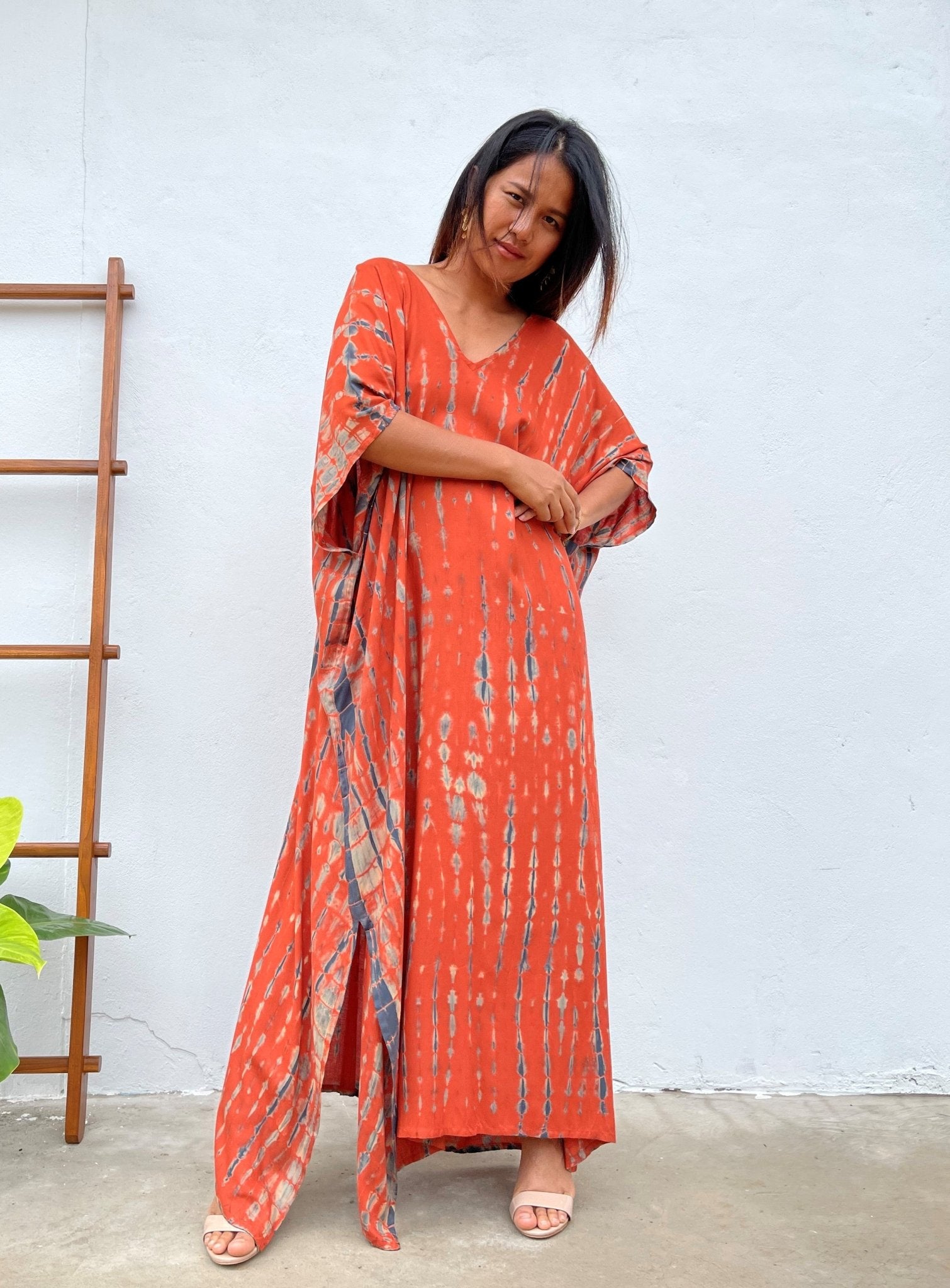 MALA handworks Camila Kaftan in Orange and Black Tie Dye