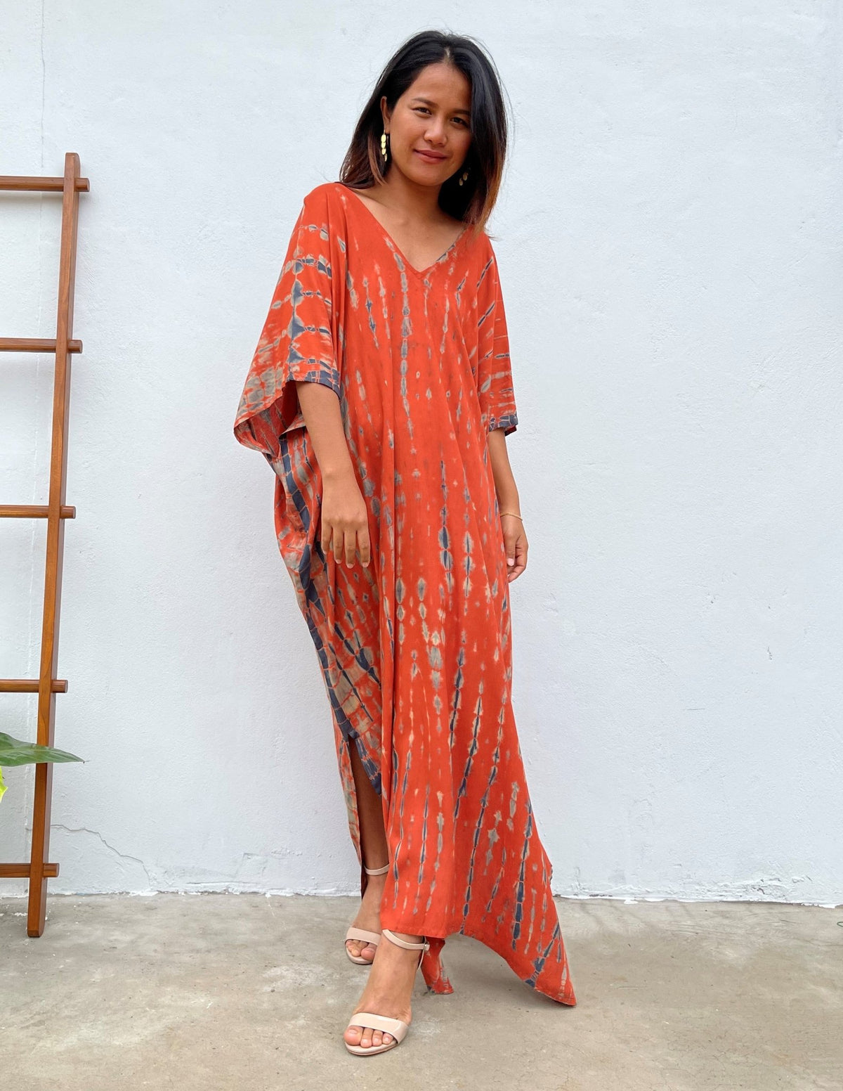 MALA handworks Camila Kaftan in Orange and Black Tie Dye
