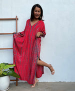 MALA handworks Camila Kaftan in Red and Black Tie Dye