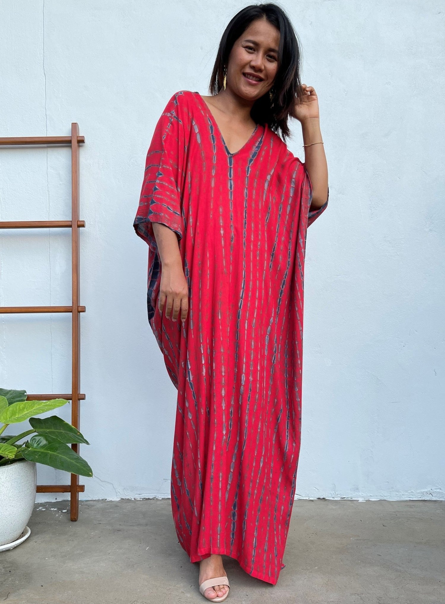 MALA handworks Camila Kaftan in Red and Black Tie Dye