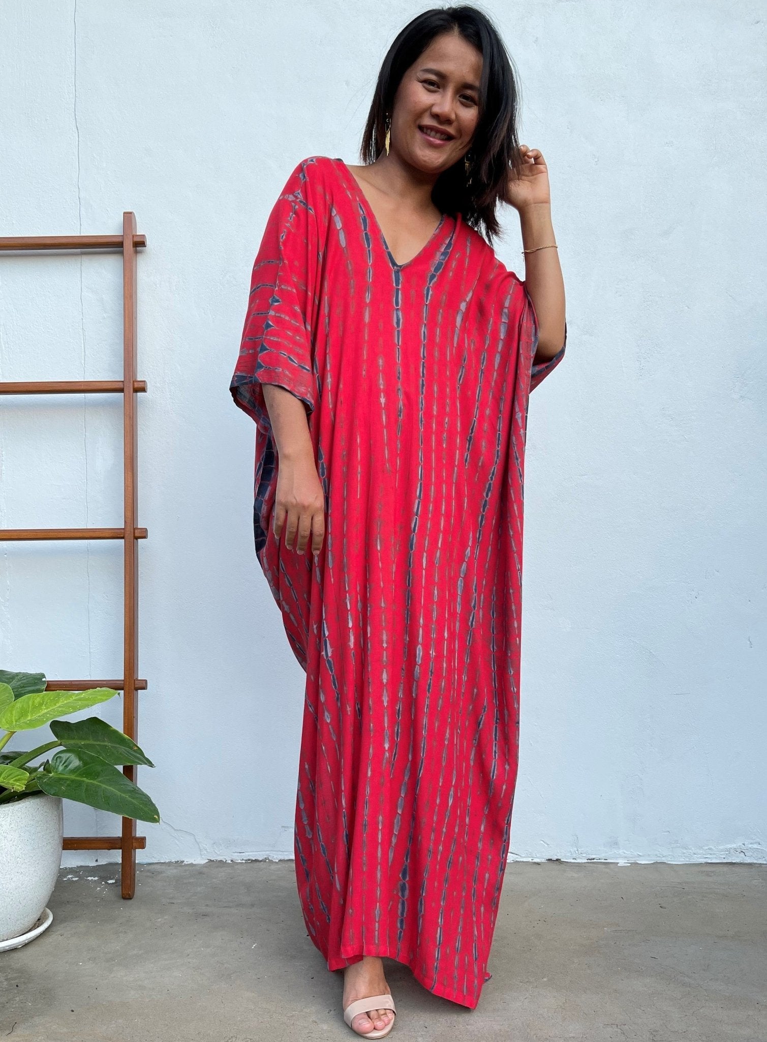 MALA handworks Camila Kaftan in Red and Black Tie Dye