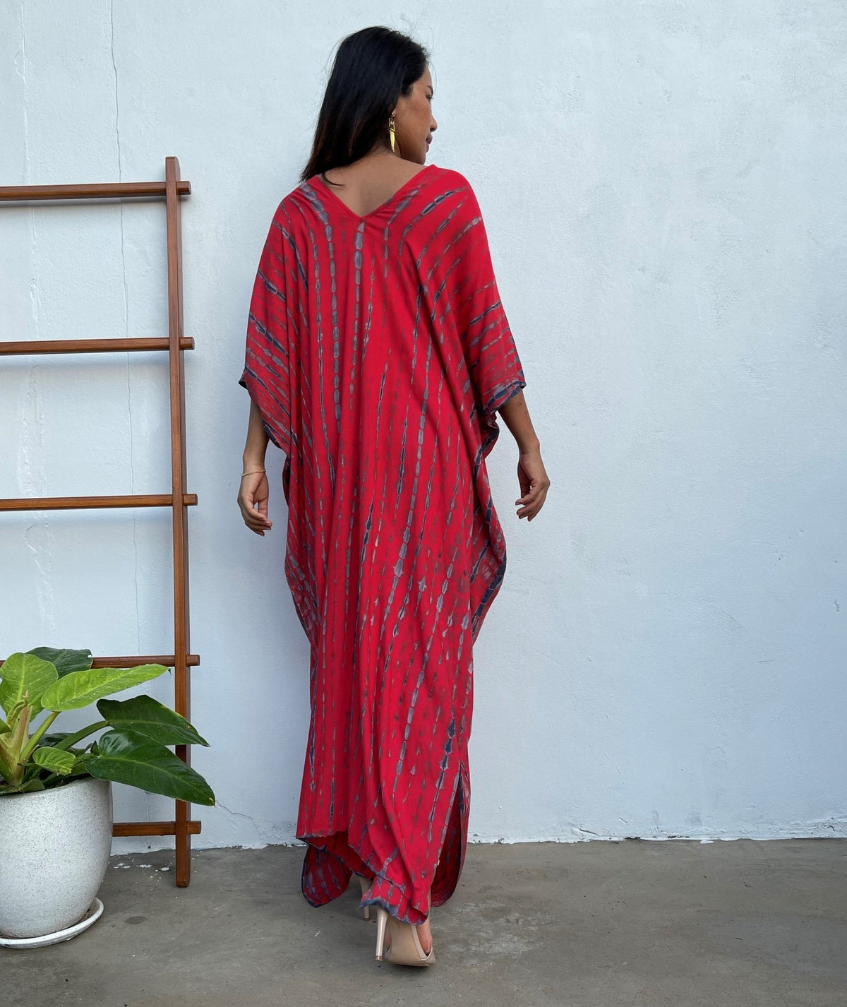 MALA handworks Camila Kaftan in Red and Black Tie Dye