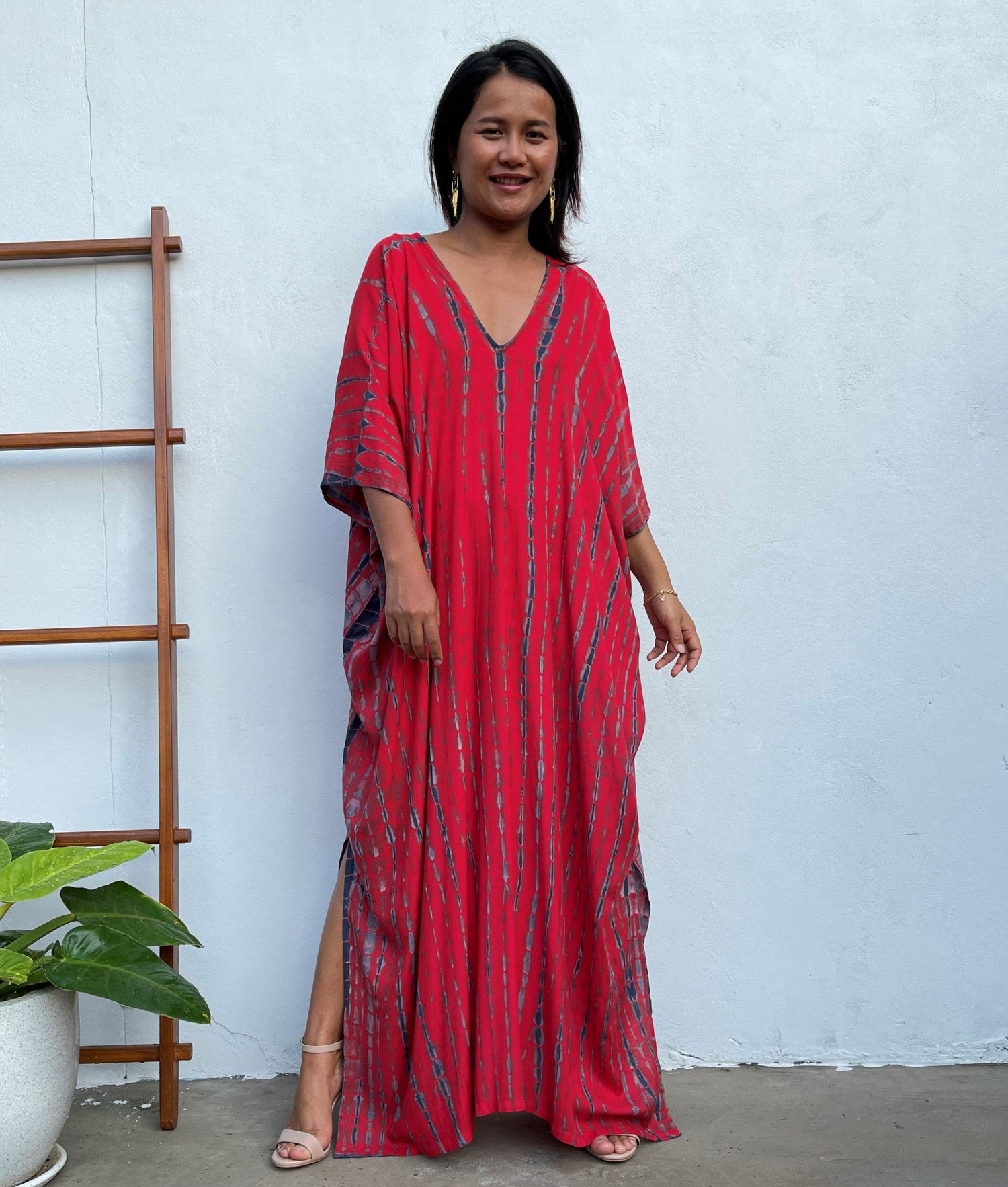 MALA handworks Camila Kaftan in Red and Black Tie Dye