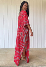 MALA handworks  Camila Kaftan in Red and Gray Tie Dye